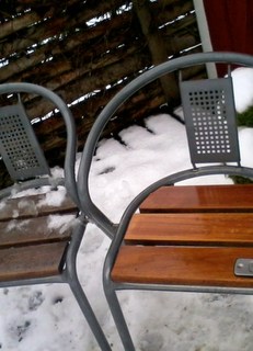 Rengring af havembler og terrasse med sne